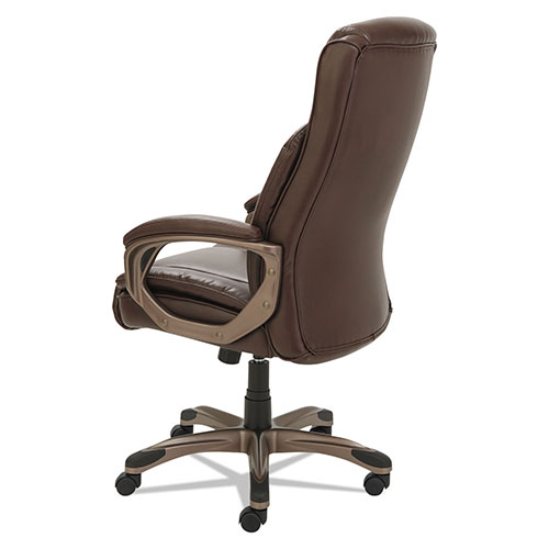 Alera Veon Series Executive High-Back Bonded Leather Chair, Supports up to 275 lbs., Brown Seat/Brown Back, Bronze Base