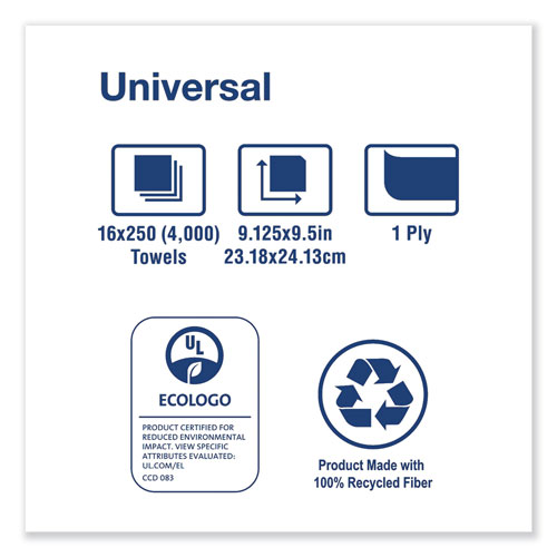 Tork Universal Multifold Hand Towel, 9.13 x 9.5, Natural, 250/Pack,16 Packs/Carton