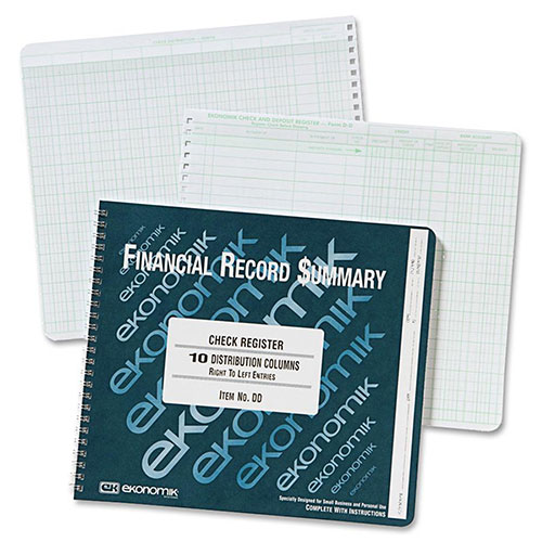 Ekonomik Systems Wirebound Check Register Accounting System, 8 3/4 x 10, 40 Pages
