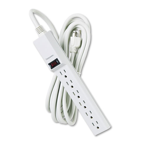 Fellowes Power Strip, 6 Outlets, 15 ft Cord, Platinum