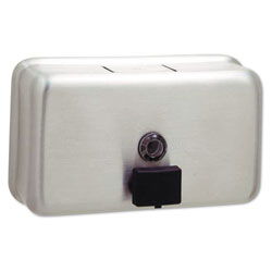 Bobrick ClassicSeries Surface-Mounted Liquid Soap Dispenser, 40 oz, 8.13" x 2.75" x 4.75", Stainless Steel (BOB2112)