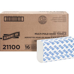 Genuine Joe 21100 White Multifold Paper Towels, 9 4/10" x 9 1/4", 250 Sheets/Pack (GJO21100)