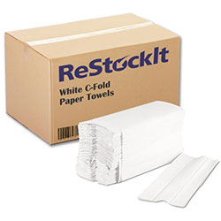 ReStockIt C-Fold Paper Towels, 10" x 11.44", White, 1-Ply, 200 Sheets/Pack, 12 Packs/Case, 2400 Towels/Case (RES-559)