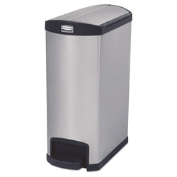 Rubbermaid Slim Jim Stainless Steel Step-On Container, End Step Style, 13 gal, Stainless Steel, Black (RCP1901993)