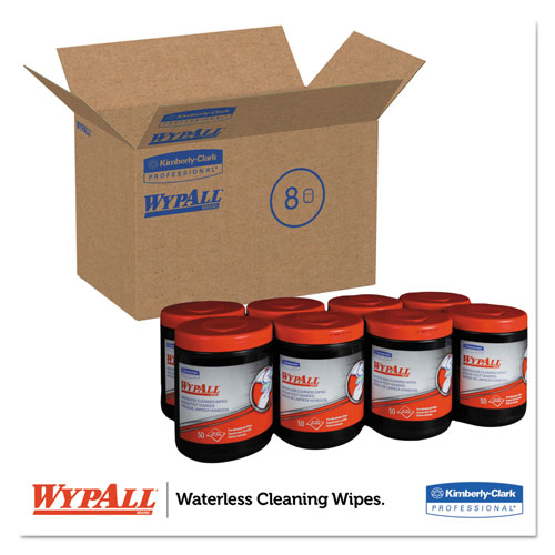 WypAll® Heavy-Duty Waterless Cleaning Wipes, 12 x 9 1/2, Green-White, 50/Canister, 8/CT