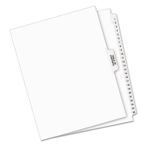 Avery Preprinted Legal Exhibit Side Tab Index Dividers, Avery Style, 25-Tab, 1 to 25, 11 x 8.5, White, 1 Set