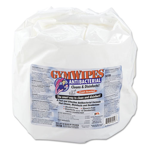 2XL Antibacterial Gym Wipes Refill, 6 x 8, 700 Wipes/Pack, 4 Packs/Carton