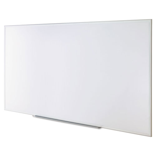 Universal Deluxe Melamine Dry Erase Board, 96 x 48, Melamine White Surface, Silver Anodized Aluminum Frame
