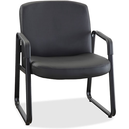 Lorell Leather Guest Chair, 26-1/4" x 27-1/4" x 35", Black