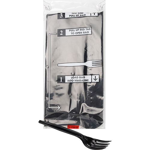 Mind Reader Cutlery Dispenser Utensil Refill, 100/Pack, Fork, Kitchen, Breakroom, Black