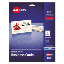 Avery Printable Microperforated Business Cards with Sure Feed Technology, Inkjet, 2 x 3.5, Ivory, Matte, 250/Pack (AVE8376)