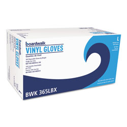 Boardwalk General Purpose Vinyl Gloves, Powder/Latex-Free, 2.6 mil, Large, Clear, 100/Box, 10 Boxes/Carton (BWK365LCT)