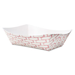 Boardwalk Paper Food Baskets, 3lb Capacity, Red/White, 500/Carton (BWK30LAG300)