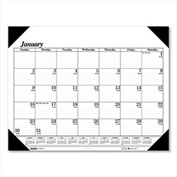 House Of Doolittle 12-Month (Jan-Dec 2024) One-Color Refillable Monthly Desk Pad Calendar, 22 x 17, White Sheets, Black Binding/Corners, Recycled (HOD124)