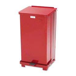 Rubbermaid Defenders Biohazard Step Can, Square, Steel, 12 gal, Red (RCPST12EPLRD)
