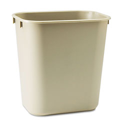 Rubbermaid Deskside Plastic Wastebasket, Rectangular, 3.5 gal, Beige (RCP295500BG)