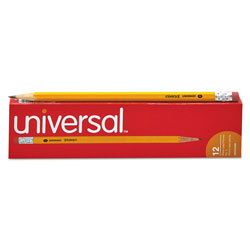 Universal #2 Woodcase Pencil, HB (#2), Black Lead, Yellow Barrel, Dozen (UNV55400)