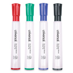 Universal Dry Erase Marker, Broad Chisel Tip, Assorted Colors, 4/Set (UNV43650)