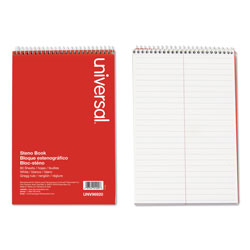 Universal Steno Pads, Gregg Rule, Red Cover, 80 White 6 x 9 Sheets (UNV96920)