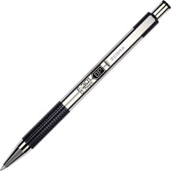 Zebra Pen F-301 Retractable Ballpoint Pen, 0.7 mm, Black Ink, Stainless Steel/Black Barrel (ZEB27110)