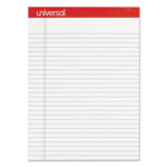 Universal Perforated Ruled Writing Pads, Wide/Legal Rule, Red Headband, 50 White 8.5 x 11.75 Sheets, Dozen orginal image