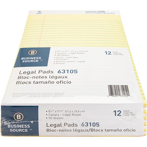 Business Source Pad, Micro-Perforated, Legal Rld, 50 Sh, 8-1/2" x 11-3/4" 12/DZ, CA