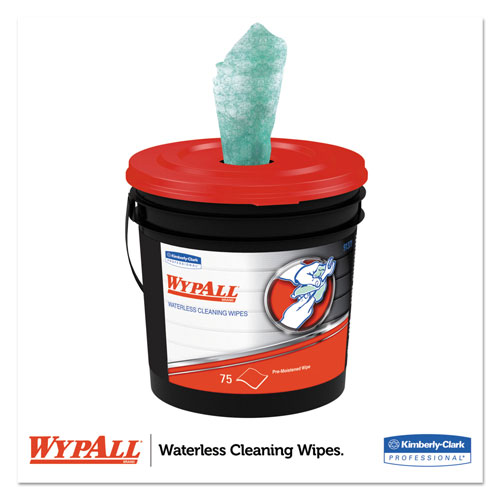 WypAll® Power Clean ProScrub Pre-Saturated Wipes, Cloth, 9.5 x 12, Citrus Scent, Green, 75/Bucket