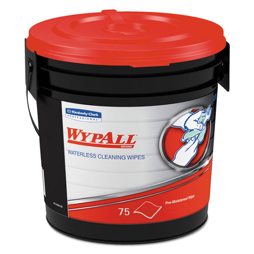 WypAll® Power Clean ProScrub Pre-Saturated Wipes, Cloth, 9.5 x 12, Citrus Scent, Green, 75/Bucket
