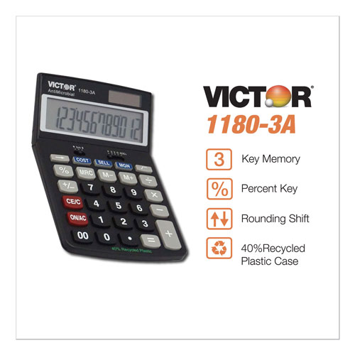 Victor 1180-3A Black 12-Digit Calculator, Cost/Sell/Margin