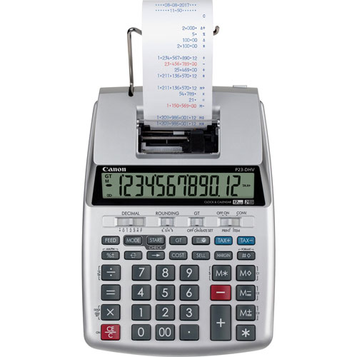 Canon 12-Digit Printing Calculator, 6-2/5"Wx9-1/10"Lx2-1/5"H, Silver