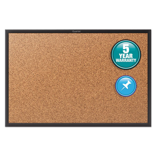 Quartet® Classic Series Cork Bulletin Board, 36x24, Black Aluminum Frame
