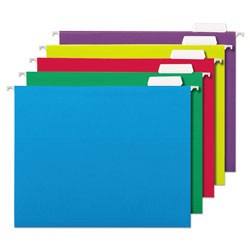 Universal Deluxe Bright Color Hanging File Folders, Letter Size, 1/5-Cut Tabs, Assorted Colors, 25/Box (UNV14121)