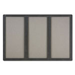 Quartet® Enclosed Fabric-Cork Board, 72 x 48, Gray Surface, Graphite Aluminum Frame orginal image