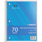 Sparco Notebooks, Wirebound, 1 Subject, 10 1/2"x8", College Ruled, 70SH orginal image