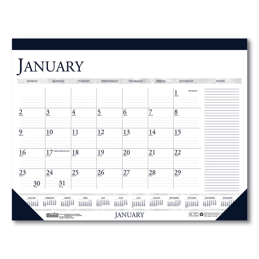 House of Doolittle™ Recycled TwoColor Monthly Desk Pad Calendar with