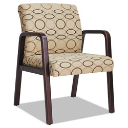 Alera Reception Lounge WL Series Guest Chair, 24.21'' x 26.14'' x 32.67'', Tan Seat/Tan Back, Mahogany Base