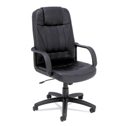 Alera Sparis Executive High-Back Swivel/Tilt Leather Chair, Supports up to 275 lbs, Black Seat/Black Back, Black Base