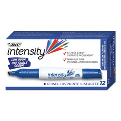 Bic Intensity Low Odor Dry Erase Marker, Broad Chisel Tip, Blue, Dozen