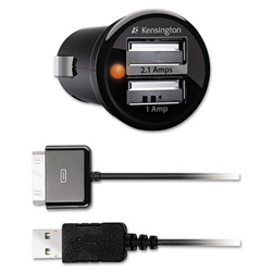 Kensington Powerbolt Duo Car Charger for iPhone, iPod, iPad K33497US
