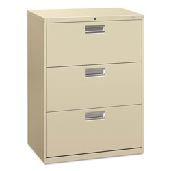 Hon 600 Series Three-Drawer Lateral File, 30w x 18d x 39.13h, Putty