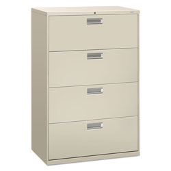 Hon 600 Series Four-Drawer Lateral File, 36w x 18d x 52.5h, Light Gray