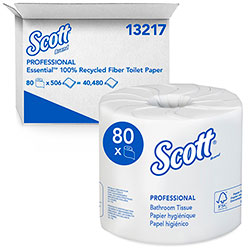 Kimberly-Clark Professional Scott 100 Percent Recycled Fiber Two-Ply Bathroom Tissue, 550 sheets, 80 ct