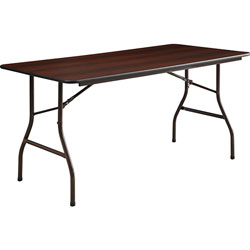 Lorell Folding Table, 60"x30"x29", Mahogany