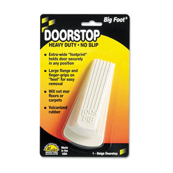 Master Caster Big Foot Doorstop, No Slip Rubber Wedge, 2 1/4w x 4 3/4d x 1 1/4h, Beige