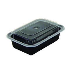 Pactiv Rectangular Microwavable Container with Lid, 28 OZ, Black