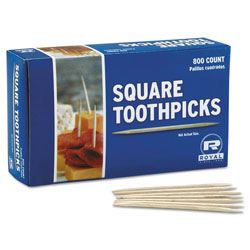 Royal   Square Wood Toothpicks, 2 3/4", Natural, 800/Box, 24 Boxes/Carton