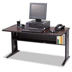 Safco Computer Desk with Reversible Top, 47.5w x 28d x 30h, Mahogany/Medium Oak/Black