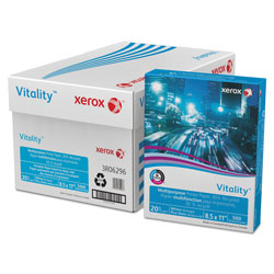 Xerox Vitality 30% Recycled Multipurpose Paper, 92 Bright, 20lb, 8.5 x 11, White, 500/Ream