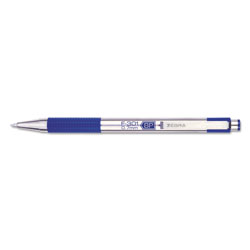 Zebra Pen F-301 Retractable Ballpoint Pen, 0.7 mm, Blue Ink, Stainless Steel/Blue Barrel