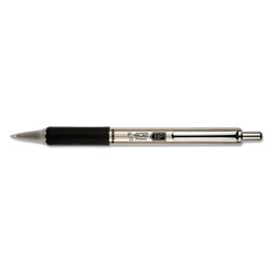 Zebra Pen F-402 Retractable Ballpoint Pen, 0.7mm, Black Ink, Stainless Steel/Black Barrel